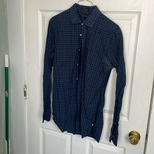 J Crew Navy/ Green plaid button down
